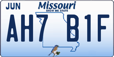 MO license plate AH7B1F