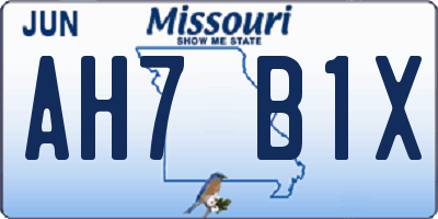 MO license plate AH7B1X