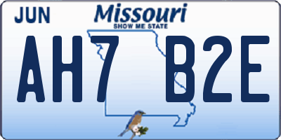 MO license plate AH7B2E