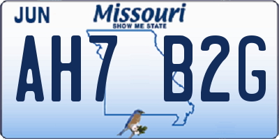 MO license plate AH7B2G