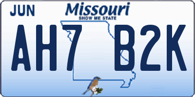 MO license plate AH7B2K