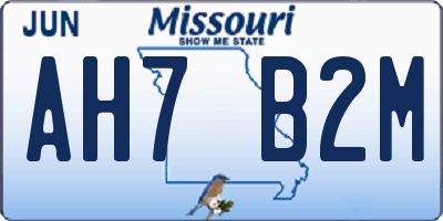 MO license plate AH7B2M