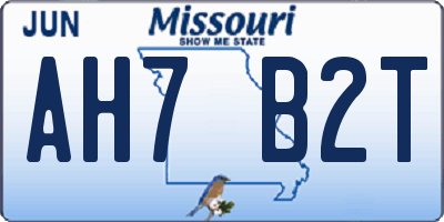 MO license plate AH7B2T