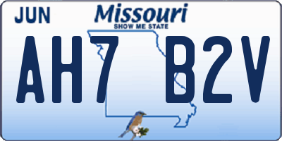 MO license plate AH7B2V