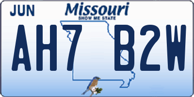 MO license plate AH7B2W