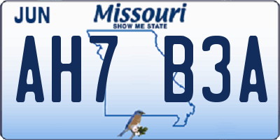MO license plate AH7B3A