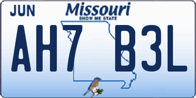 MO license plate AH7B3L
