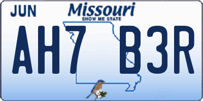 MO license plate AH7B3R