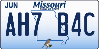 MO license plate AH7B4C