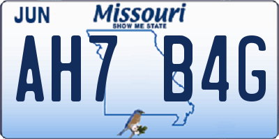 MO license plate AH7B4G