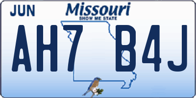 MO license plate AH7B4J