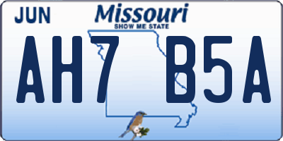 MO license plate AH7B5A