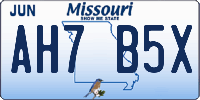 MO license plate AH7B5X