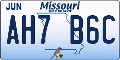 MO license plate AH7B6C