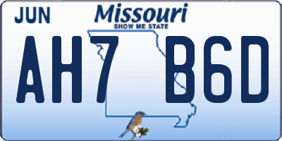 MO license plate AH7B6D