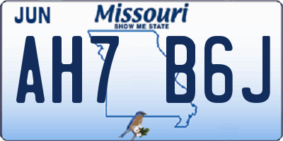 MO license plate AH7B6J