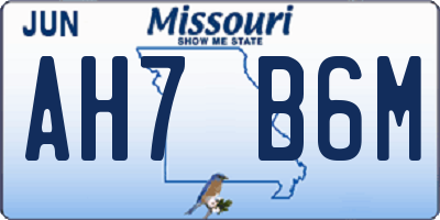 MO license plate AH7B6M