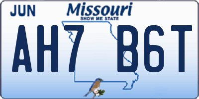 MO license plate AH7B6T