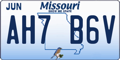 MO license plate AH7B6V