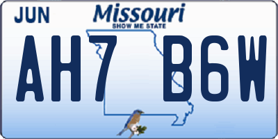 MO license plate AH7B6W