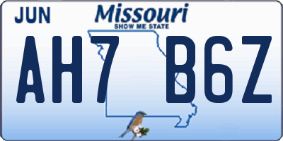 MO license plate AH7B6Z