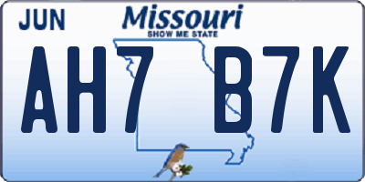 MO license plate AH7B7K