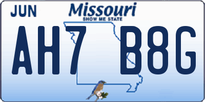 MO license plate AH7B8G