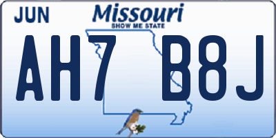 MO license plate AH7B8J