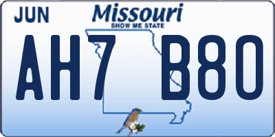 MO license plate AH7B8O