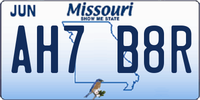 MO license plate AH7B8R