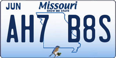 MO license plate AH7B8S
