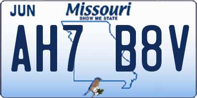 MO license plate AH7B8V