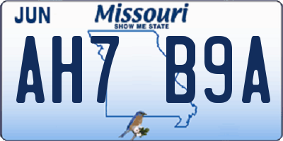 MO license plate AH7B9A