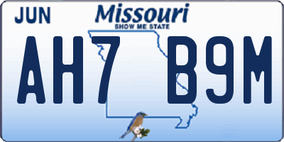 MO license plate AH7B9M