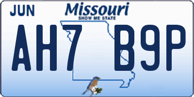 MO license plate AH7B9P
