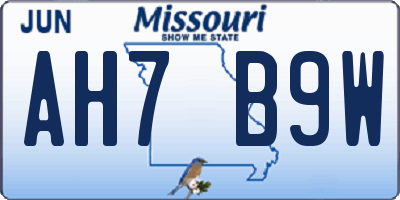 MO license plate AH7B9W