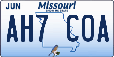 MO license plate AH7C0A