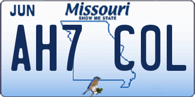 MO license plate AH7C0L