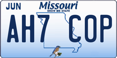 MO license plate AH7C0P