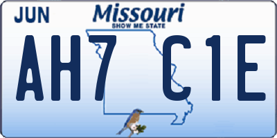 MO license plate AH7C1E