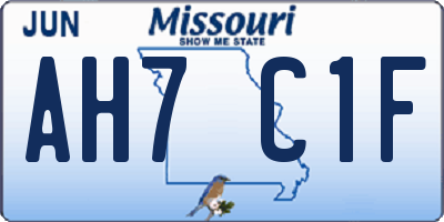 MO license plate AH7C1F