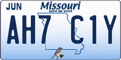MO license plate AH7C1Y