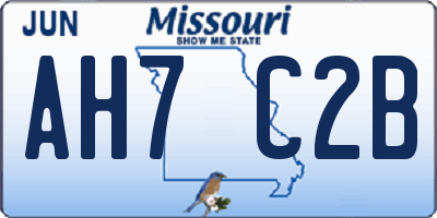 MO license plate AH7C2B