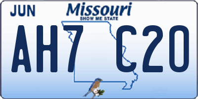 MO license plate AH7C2O
