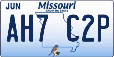 MO license plate AH7C2P