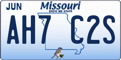 MO license plate AH7C2S