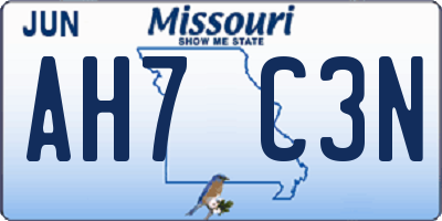 MO license plate AH7C3N