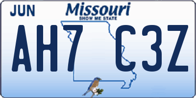 MO license plate AH7C3Z