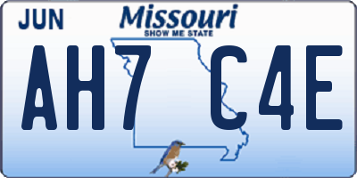 MO license plate AH7C4E