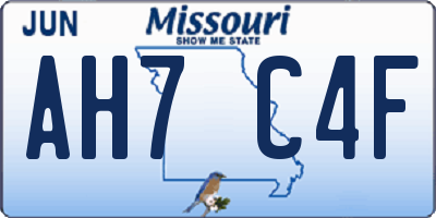 MO license plate AH7C4F